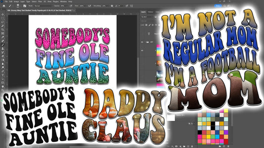 PSD-196 Groovy Wavy Text Stacked Trendy Popular Keep on Truckin Font All-Over Sublimation Photoshop Template