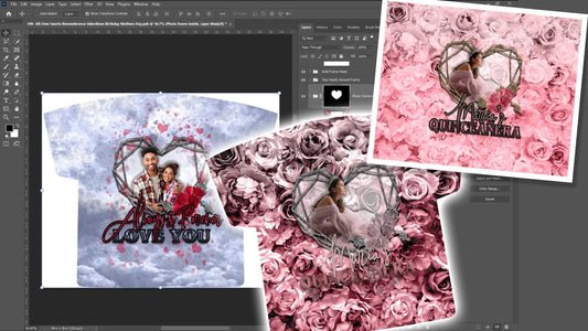 PSD-199 All-Over hearts Remembrance Valentines Birthday Mothers Day Rose Clouds All-Over Sublimation Photoshop Template