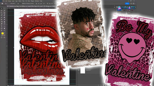 PSD-203 Valentines Lips Happy Face Melting Love Leopard Glitter All-Over Sublimation Photoshop Template