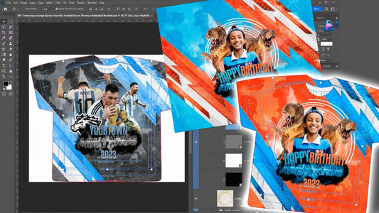 PSD-204 Technology Grunge Sports Futuristic Football Soccer Dinosaur Basketball Baseball All-Over Sublimation Photoshop Template