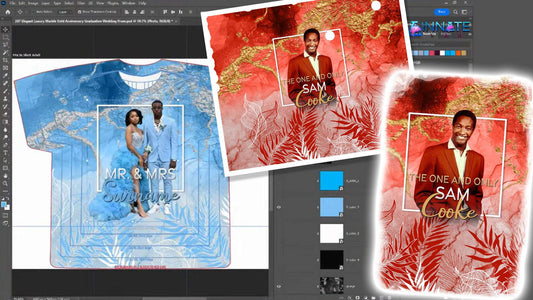 PSD-207 Elegant Luxury Marble Gold Anniversary Graduation Wedding Prom All-Over Sublimation Photoshop Template