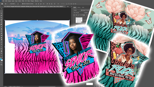 PSD-219 Triangles 90s 80s Retro Graduation Birthday Sports Memorial All-Over Sublimation Photoshop Template