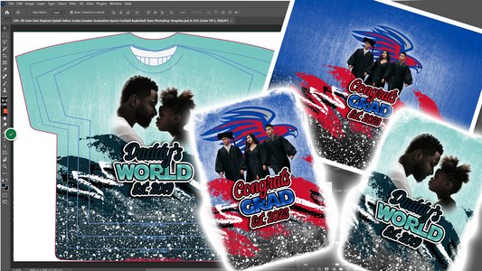 PSD-220 Solo Elephant Splash Father Jordan Sneaker Graduation Sports Football Basketball Team All-Over Sublimation Photoshop Template