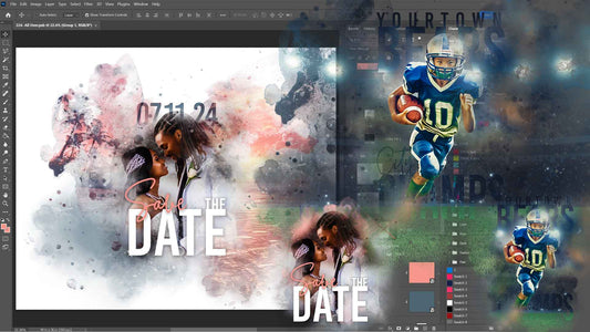 PSD-224 All Over Water Color Wedding Remembrance Memorial Sport Painting Elegant All-Over Sublimation Photoshop Template