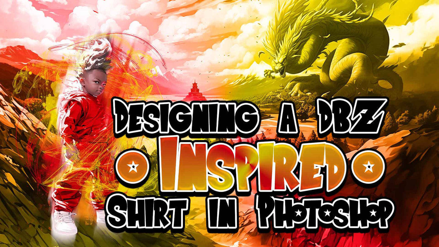 PSD-228 DBZ Inspired AI Art Energy Dragons Colors All-Over Sublimation 13x19 Photoshop Template