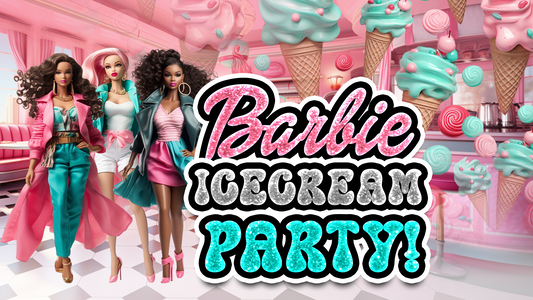 PSD-230 Barbie Ice Cream Party Theme Design AI Midjourney All-Over Sublimation Photoshop Design