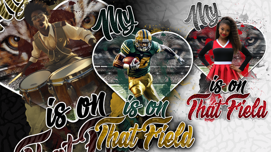 PSD-233 My Heart is On That Field Sports School Football Soccer Band Cheer All-Over Sublimation Photoshop Template