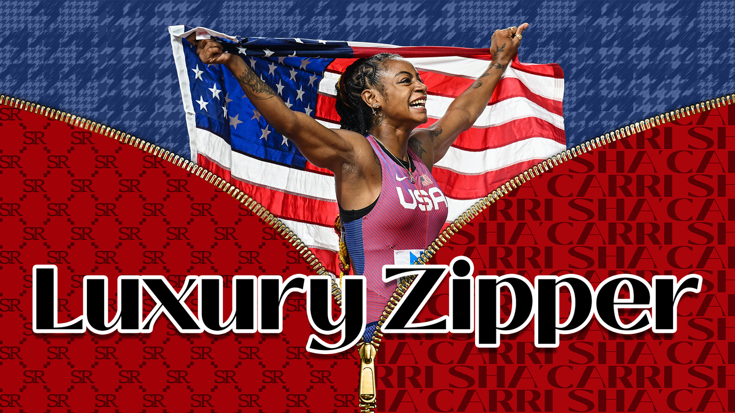 PSD-235 Sha'carri Richardson Inspired Luxury Zipper Sports Brand World All-Over Sublimation Photoshop Template Canva Design
