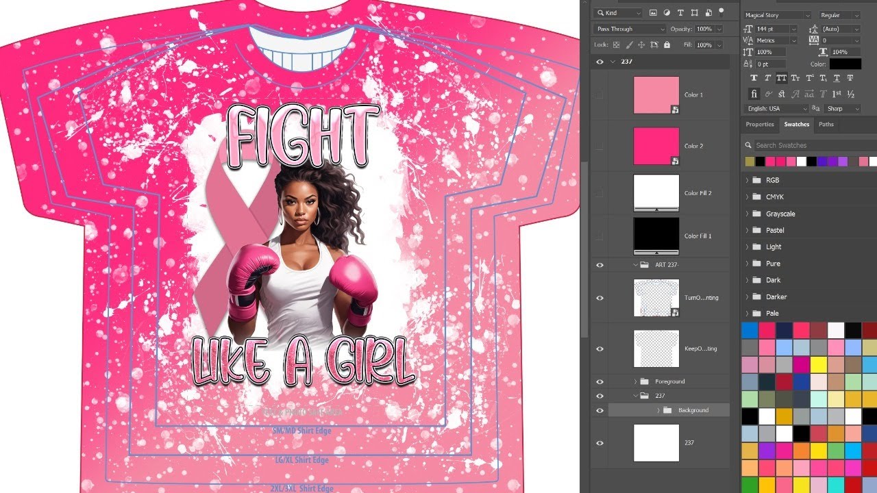 PSD-237 Football Cancer Halloween Sublimation Splash Faux Bleached Shirts All-Over Sublimation Photoshop Template