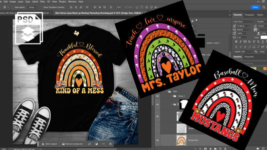 PSD-240 Boho Rainbow Trending Design All-Over Sublimation Photoshop Template